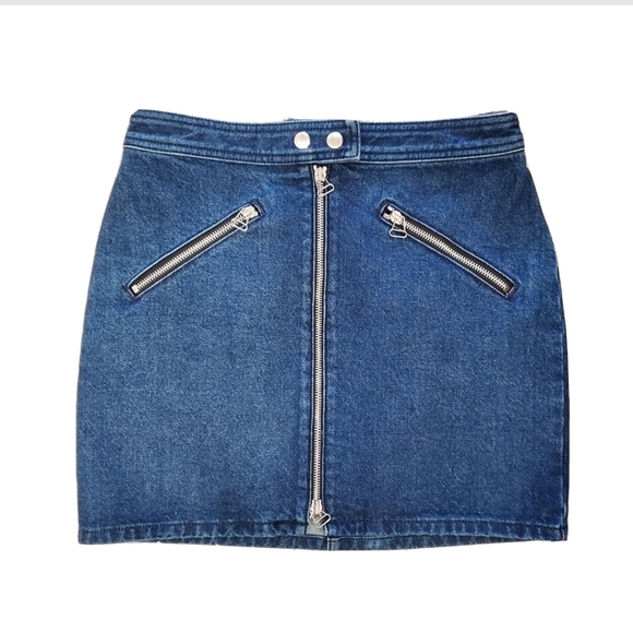 RAG & BONE Racer Denim Mini Skirt - Picture 2 of 5